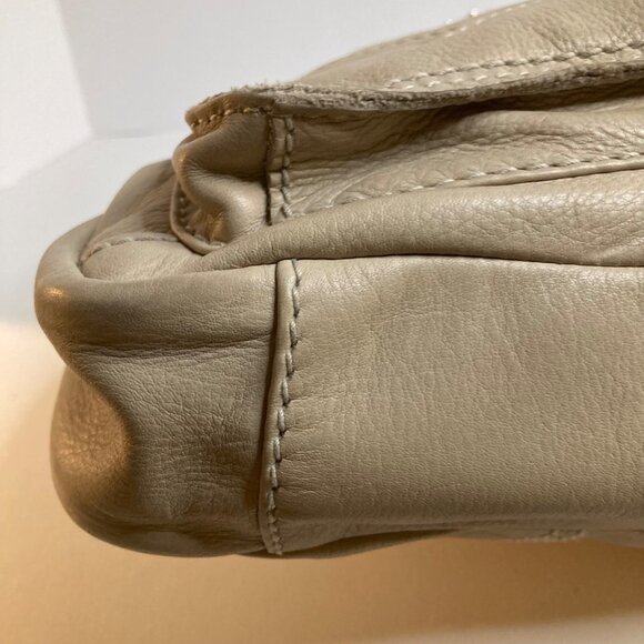 Womens Tignanello‎ Leather Hobo Tote Bag 14 x 14 x 2" 10" Handle Tan - Picture 7 of 13